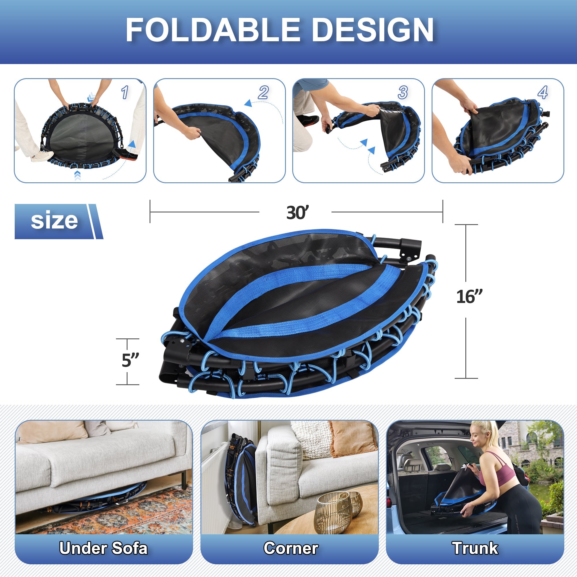 Foldable Trampoline Portable Rebounder 40" - Vimexciter
