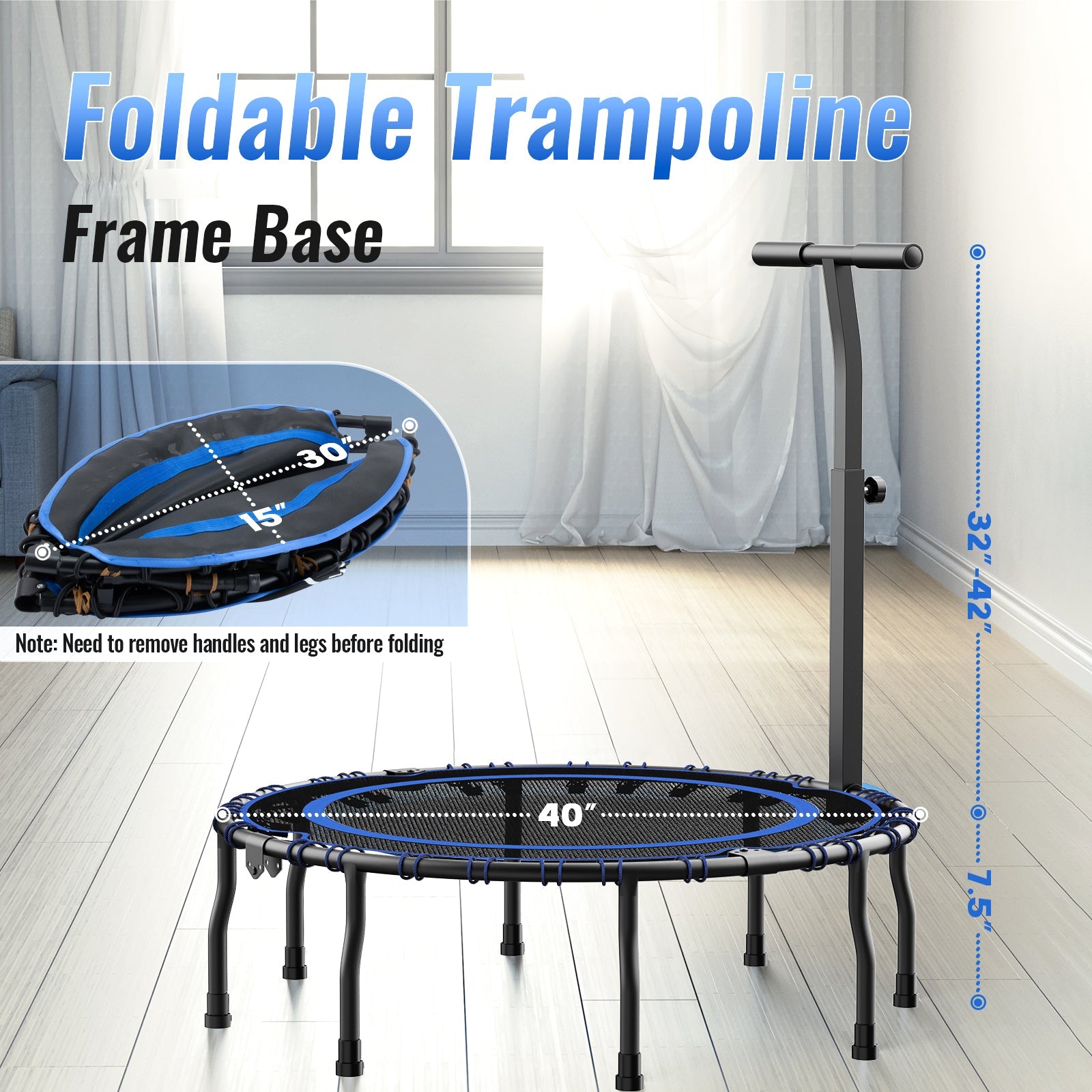 Foldable Trampoline Portable Rebounder 48" - Vimexciter