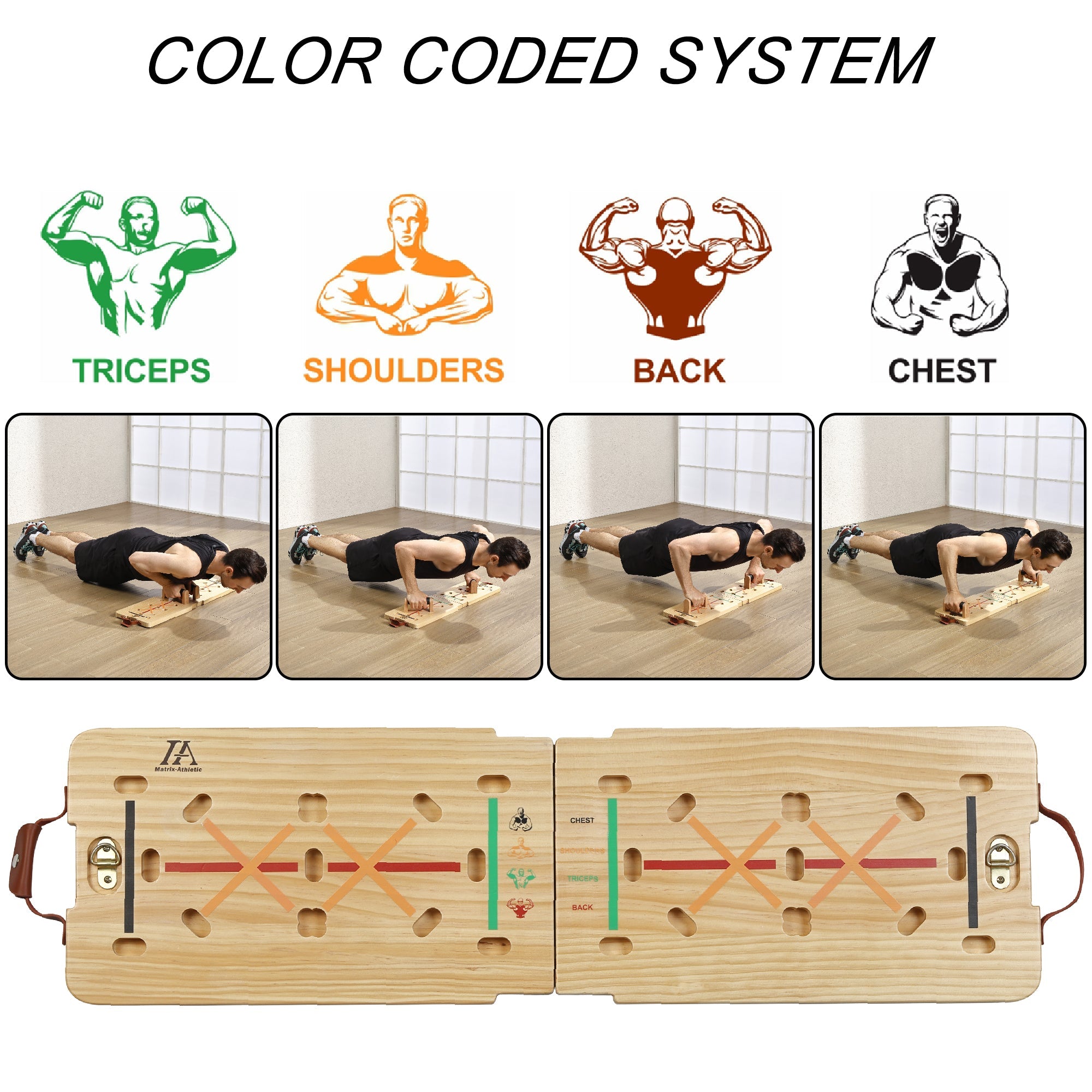 Solid Wooden Push Up Board Kit - Vimexciter