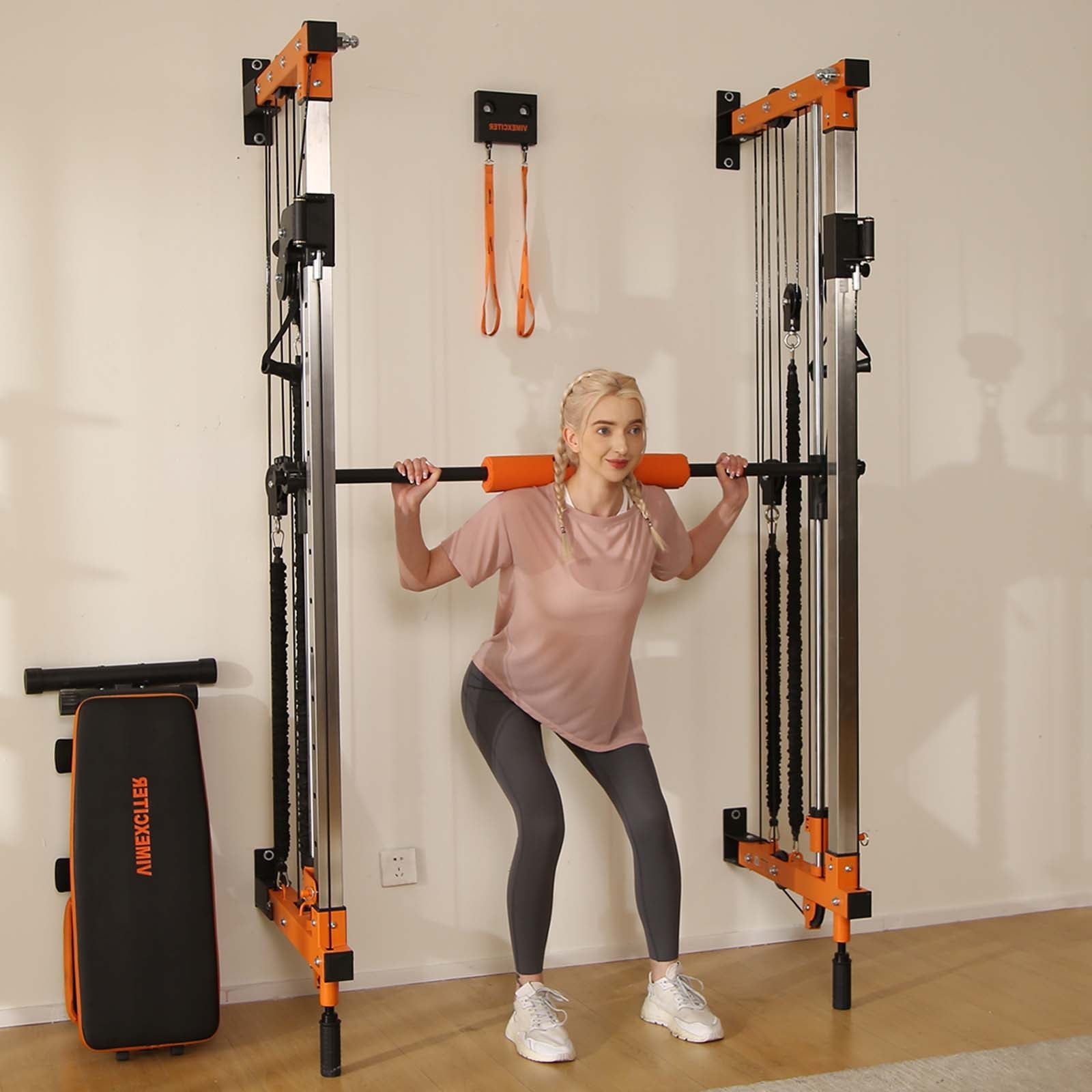 VIMEXCITER MF03 All - In - One Home Gym Wall - Mount Folding Smith Machine - Vimexciter
