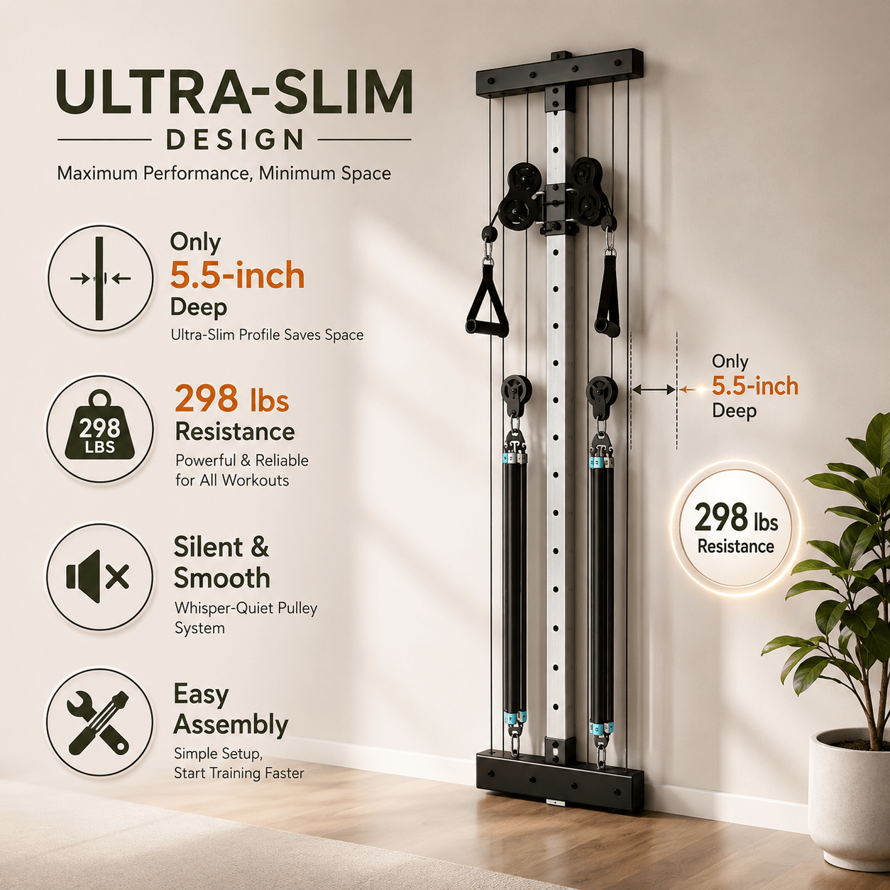 Vimexciter MF04 | Ultra-Slim Wall-Mounted Functional Trainer - Vimexciter
