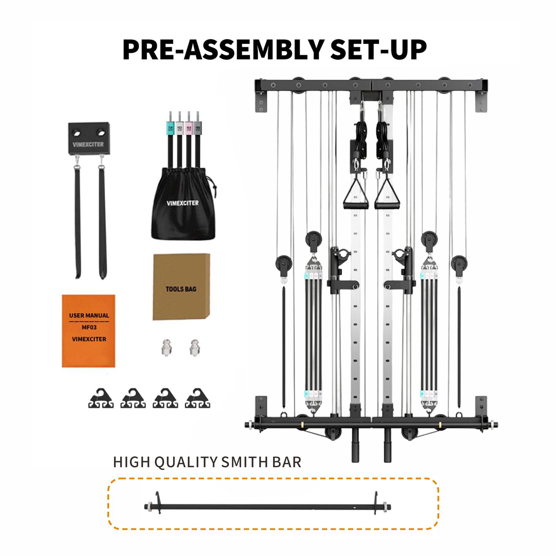 VIMEXCITER MF03 All-In-One Home Gym Wall-Mount Folding Smith Machine