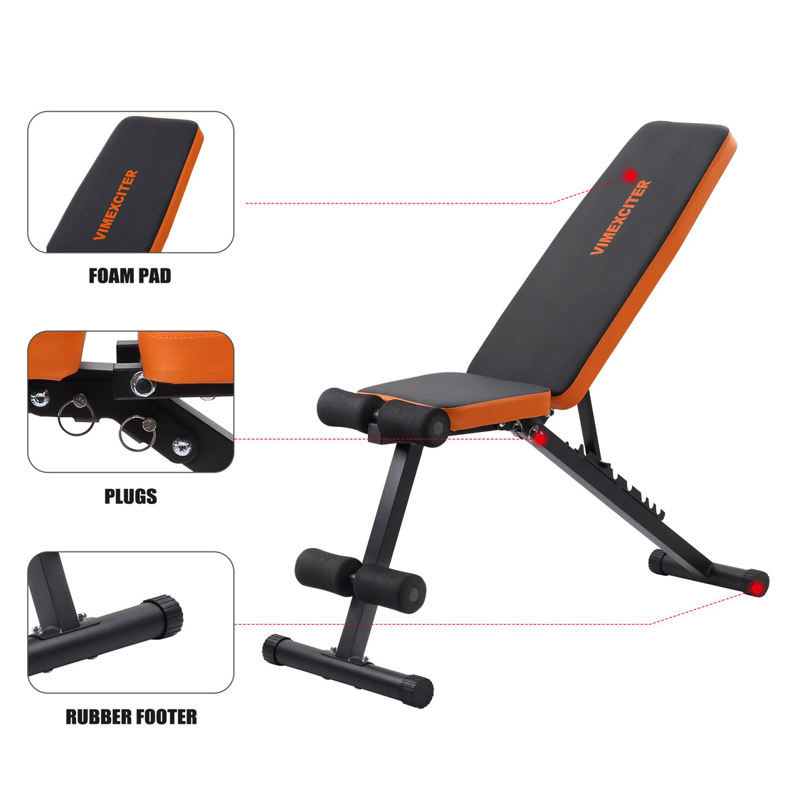 VIMEXCITER Adjustable & Foldable Weight Bench - Vimexciter #