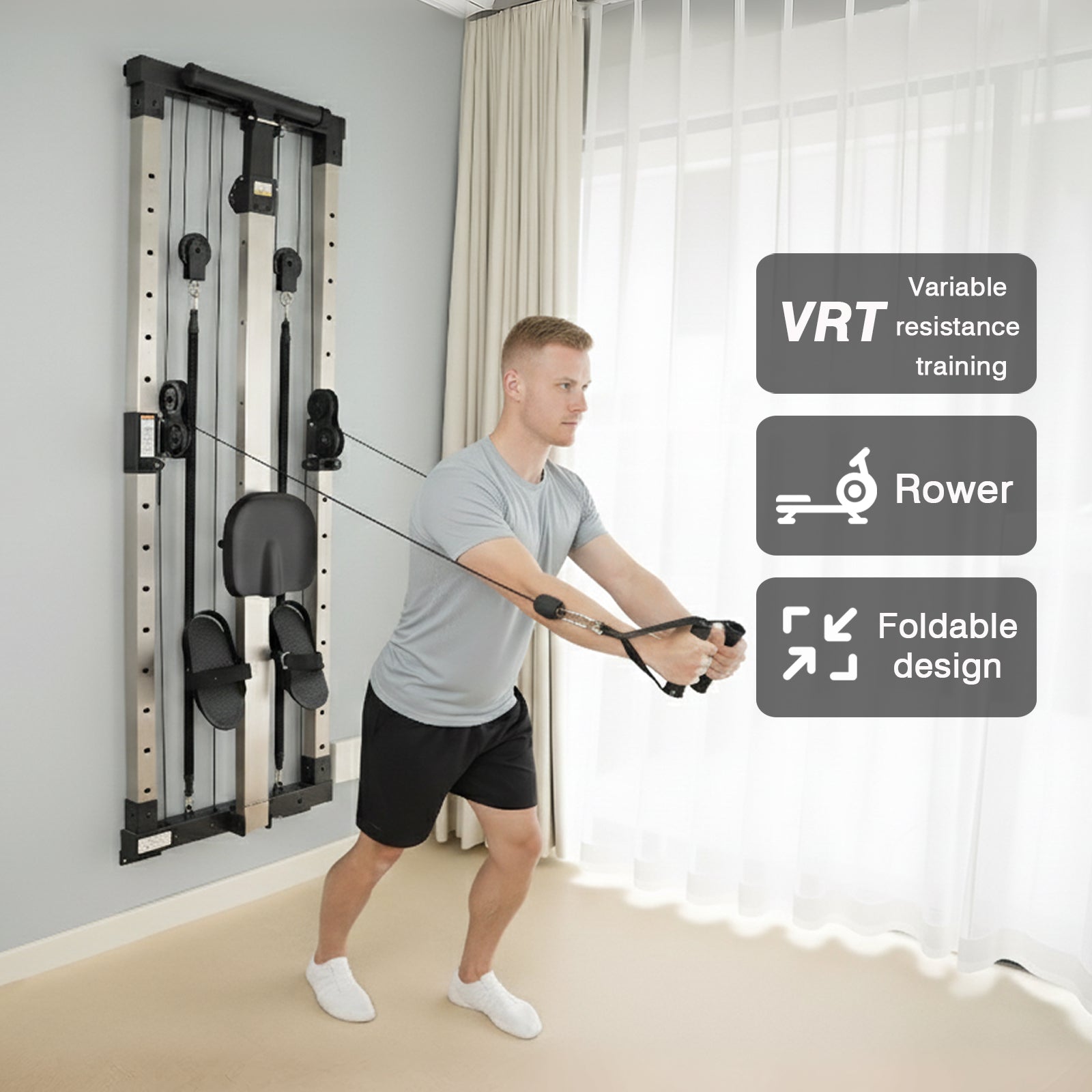 Foldable VRT Dual Pulley Rower