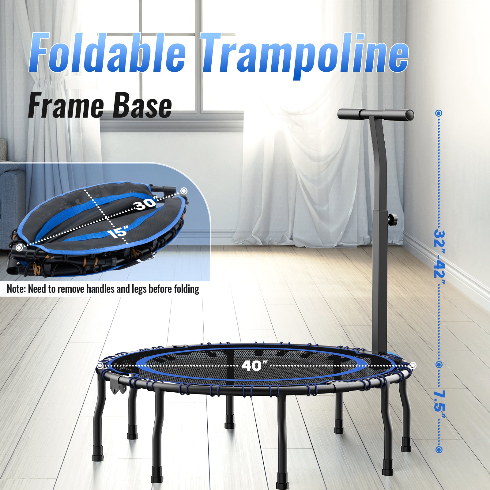 Foldable Trampoline Portable Rebounder 48"