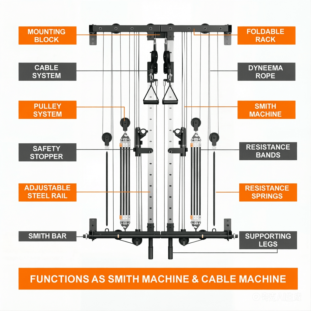 VIMEXCITER Wall-mounted Home Gym Smith Machine MF-03