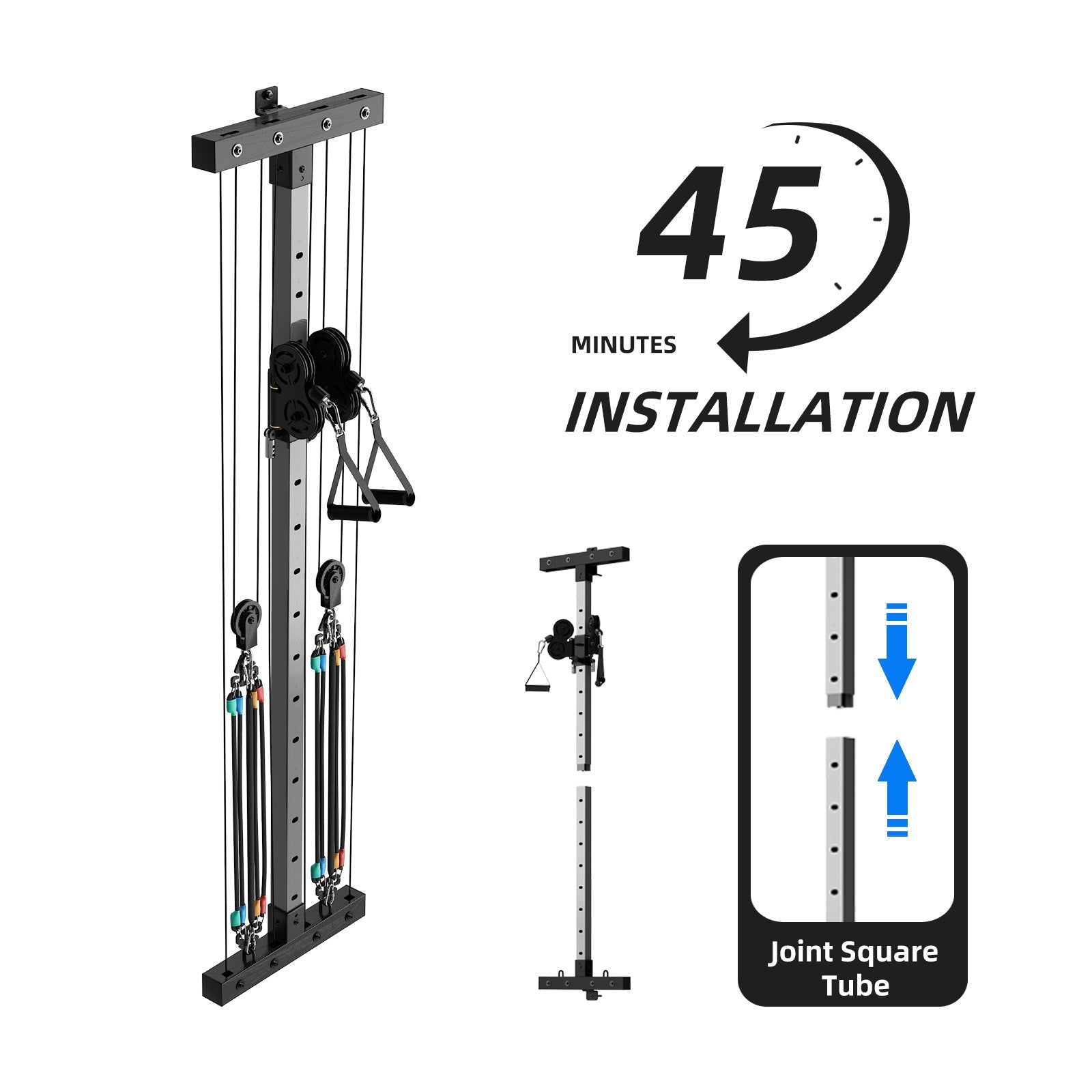 Wall - mounted Power Rack - Space - Saving Home Gym with Lat Pulldown & Functional Trainer - Vimexciter